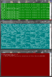 The database server, client and game server respectively.